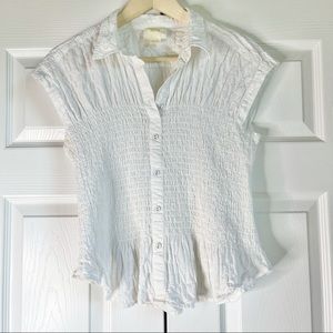 Maeve Anthropologie Bellamy Smocked White Top